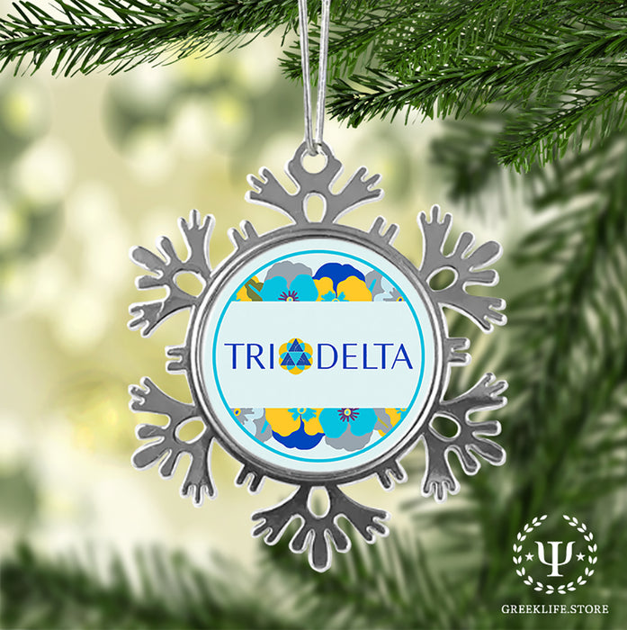 Delta Delta Delta Christmas Ornament - Snowflake Metal