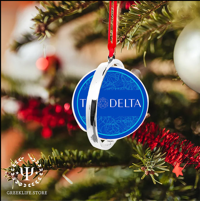 Delta Delta Delta Christmas Reversible Flat Round Ornament