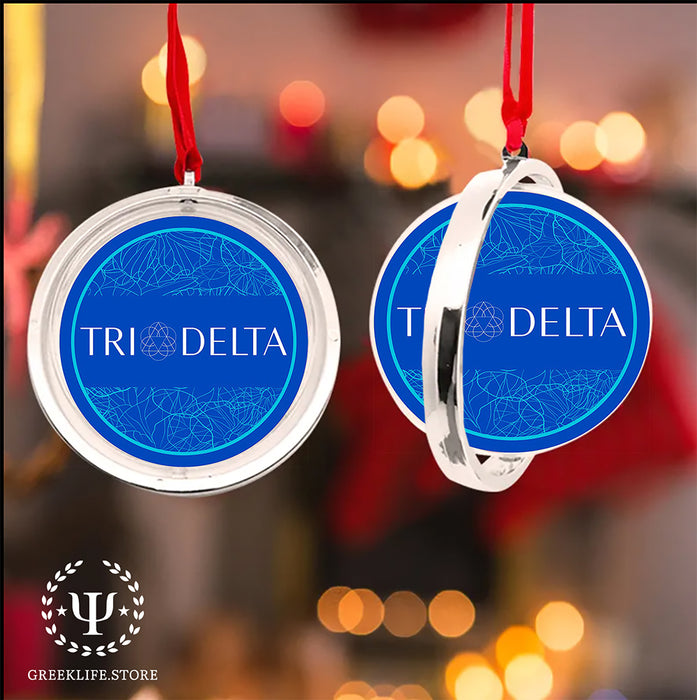Delta Delta Delta Christmas Reversible Flat Round Ornament