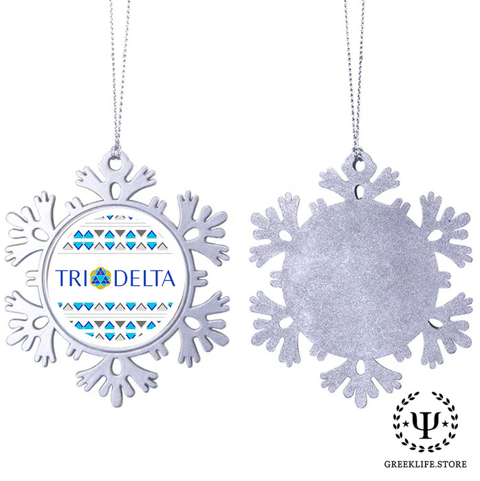 Delta Delta Delta Christmas Ornament - Snowflake Metal
