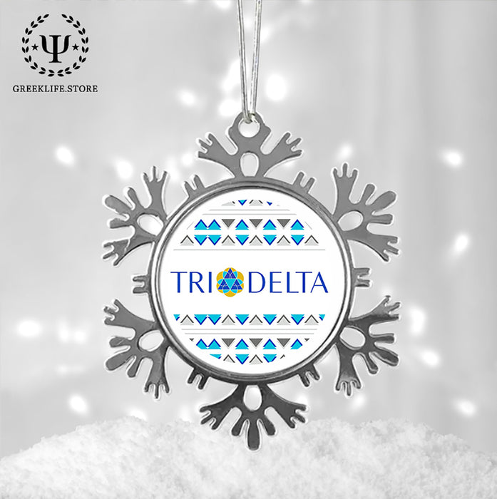 Delta Delta Delta Christmas Ornament - Snowflake Metal