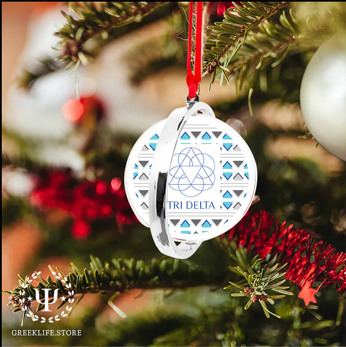 Delta Delta Delta Christmas Reversible Flat Round Ornament
