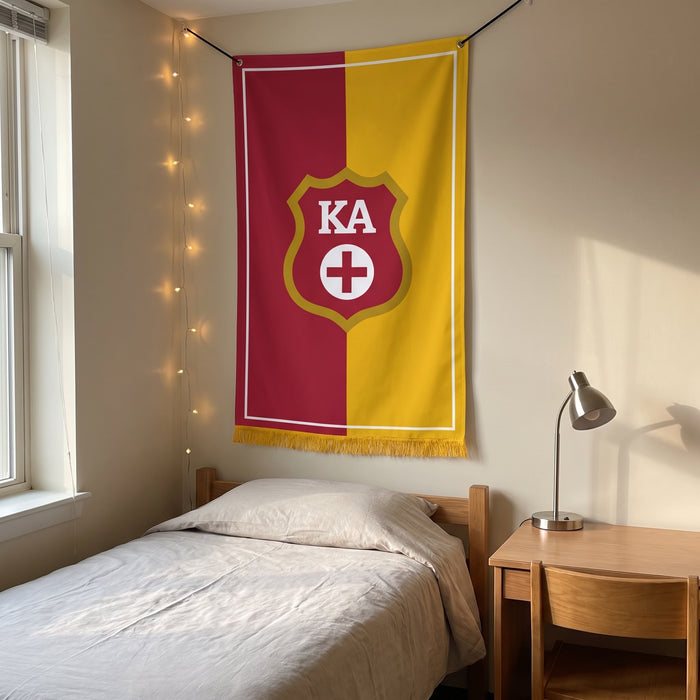 Kappa Alpha Order Flags and Banners — hanging on a dorm room wall