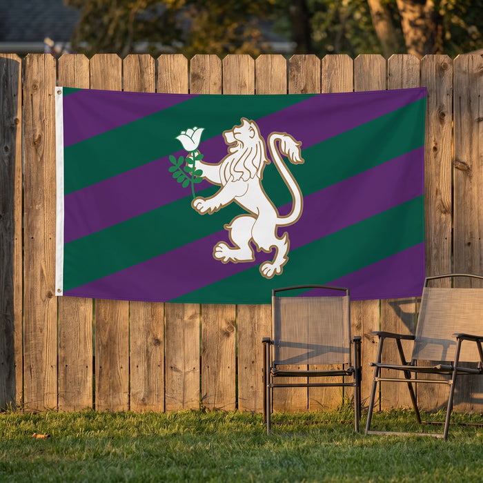 Lambda Chi Alpha Flags and Banners — on a backyard fence