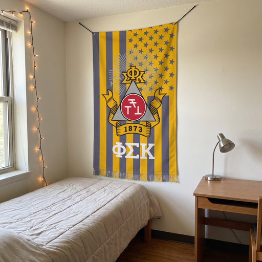 Phi Sigma Kappa Flags and Banners — hanging on a dorm room wall