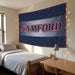 Samford University Flags and Banners — hanging on a dorm room wall
