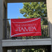 University of Tampa Flags and Banners — hanging on an apartment balcony