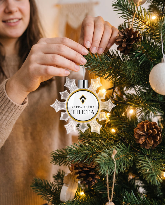 Kappa Alpha Theta Christmas Ornament - Snowflake — lifestyle scene
