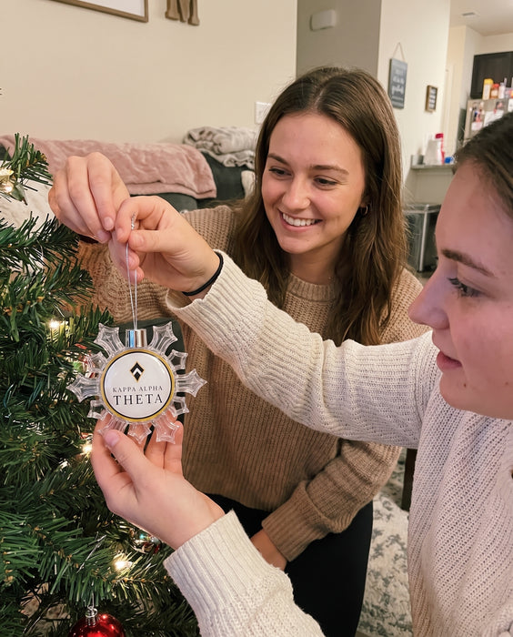 Kappa Alpha Theta Christmas Ornament - Snowflake — lifestyle scene