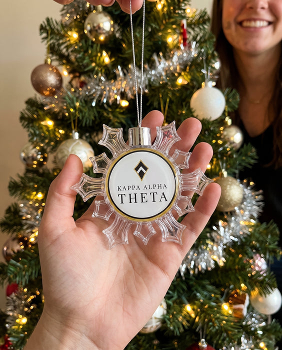 Kappa Alpha Theta Christmas Ornament - Snowflake — lifestyle scene