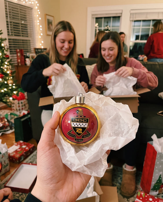 Kappa Alpha Theta Christmas Ornament Flat Round — lifestyle scene