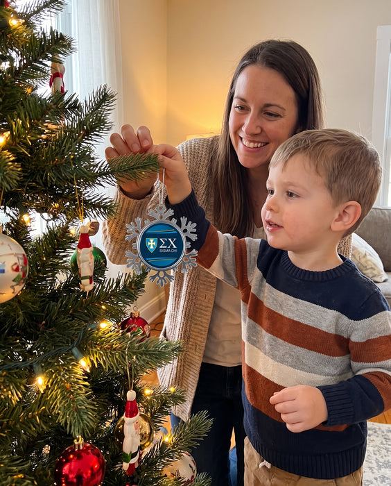 Sigma Chi Christmas Ornament - Snowflake Metal — lifestyle scene