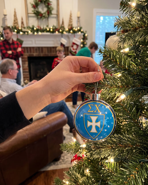 Sigma Chi Christmas Ornament Flat Round — lifestyle scene