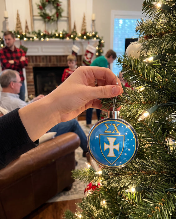 Sigma Chi Christmas Ornament Flat Round — lifestyle scene