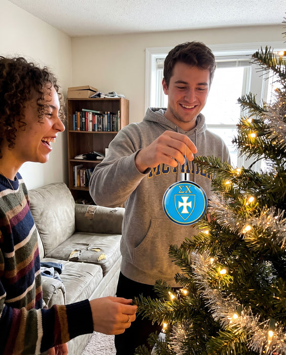 Sigma Chi Christmas Ornament Flat Round — lifestyle scene
