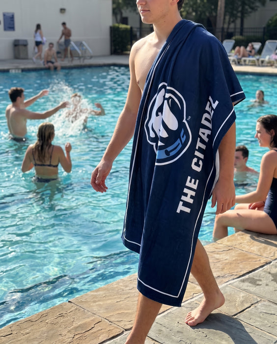The Citadel Beach & Bath Towel Rectangle 30″ × 60″ — lifestyle scene