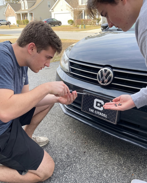 The Citadel Decorative License Plate — lifestyle scene