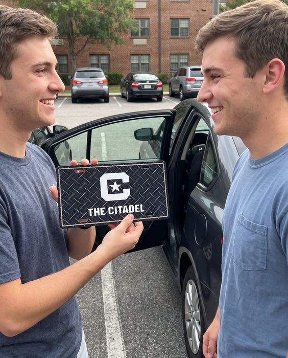 The Citadel Decorative License Plate — lifestyle scene