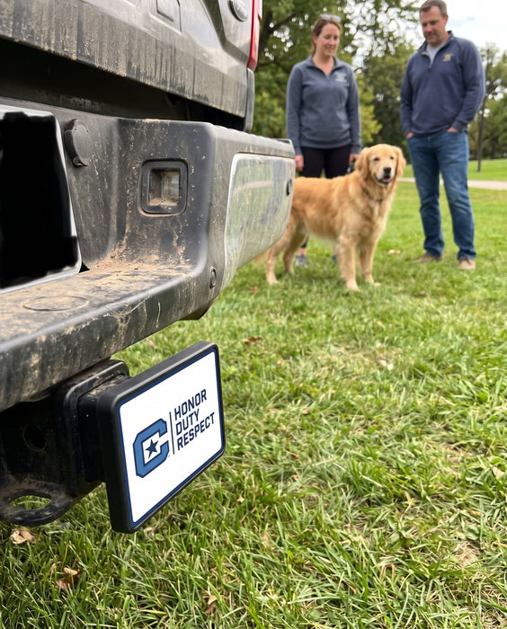 The Citadel Trailer Hitch Cover — lifestyle scene