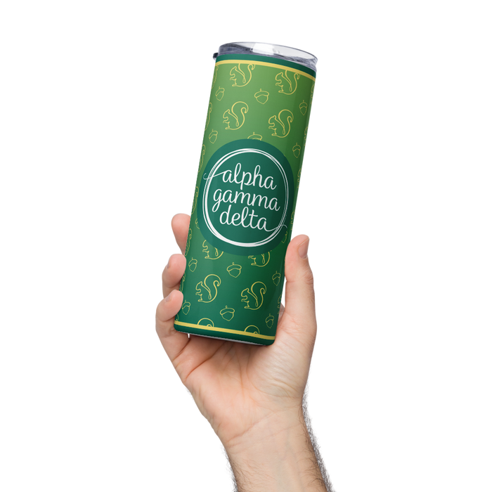Alpha Gamma Delta Stainless Steel Skinny Tumbler 20 OZ Overall Print