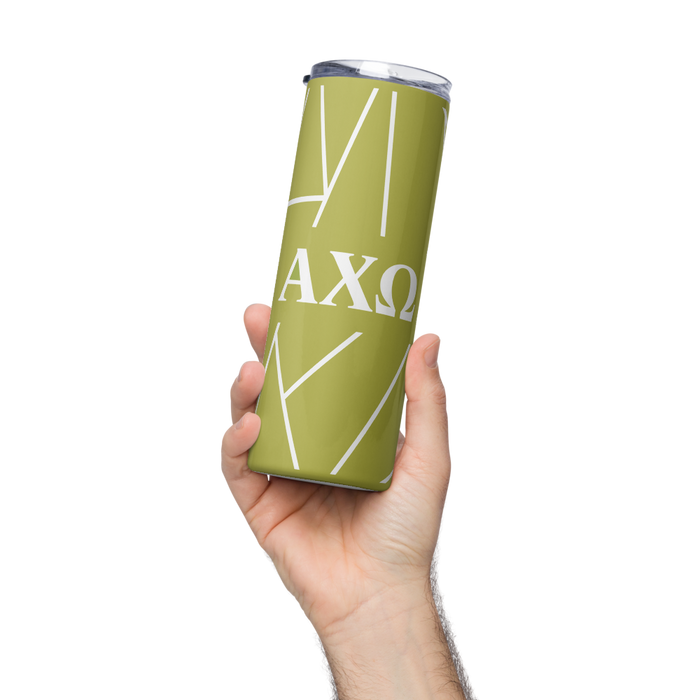 Alpha Chi Omega Stainless Steel Skinny Tumbler 20 OZ Overall Print