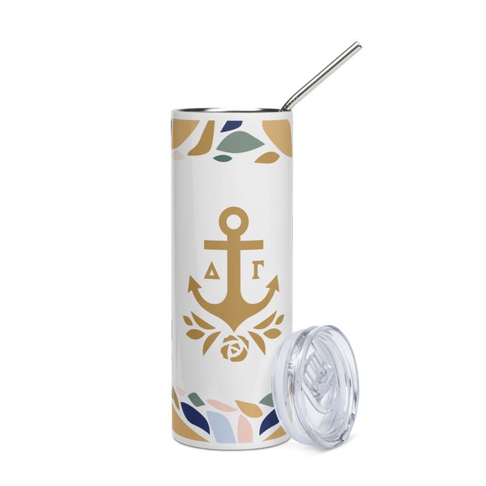 Delta Gamma Stainless Steel Skinny Tumbler 20 OZ Overall Print