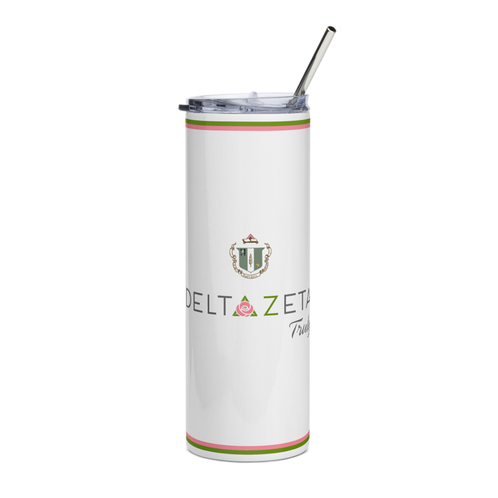 Delta Zeta Stainless Steel Skinny Tumbler 20 OZ Overall Print