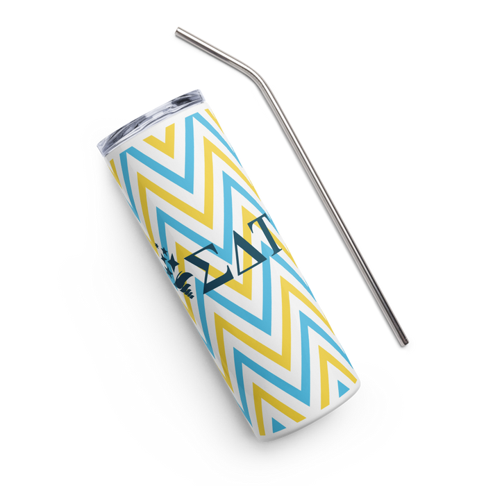 Sigma Delta Tau Stainless Steel Skinny Tumbler 20 OZ Overall Print