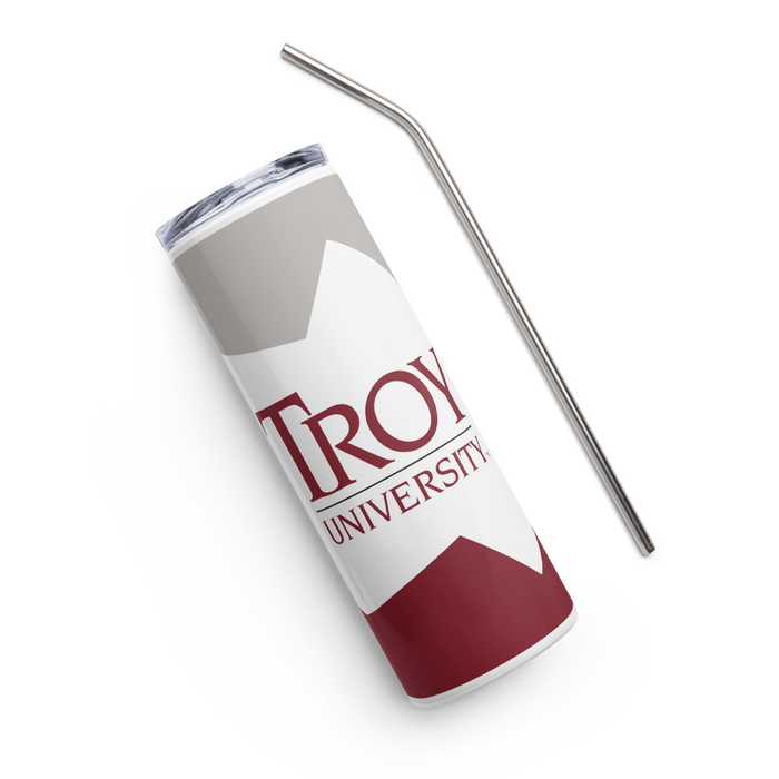 Troy University Stainless Steel Skinny Tumbler 20 OZ Overall Print