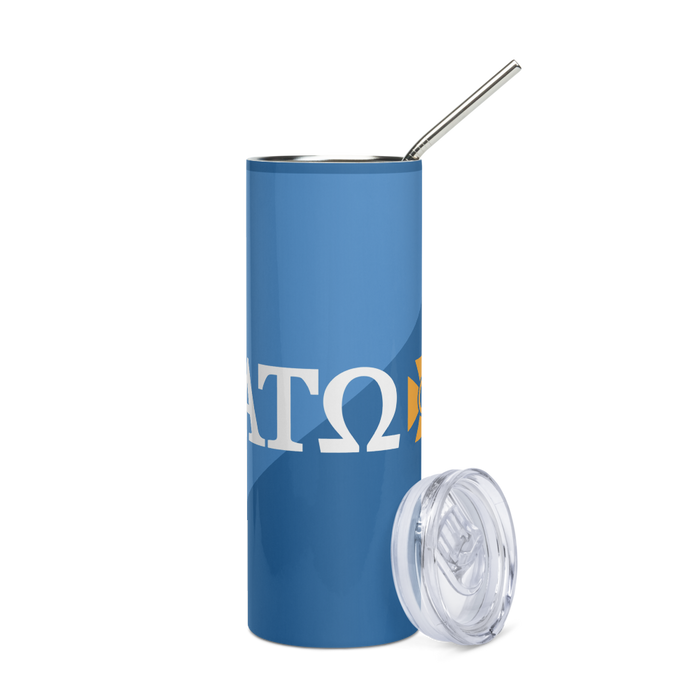Alpha Tau Omega Stainless Steel Skinny Tumbler 20 OZ Overall Print