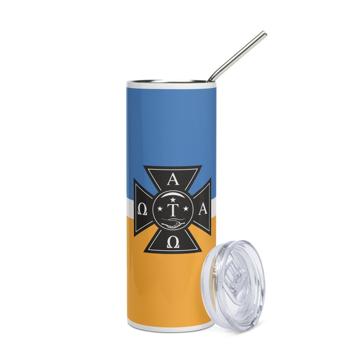 Alpha Tau Omega Stainless Steel Skinny Tumbler 20 OZ Overall Print