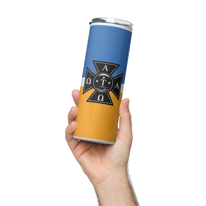Alpha Tau Omega Stainless Steel Skinny Tumbler 20 OZ Overall Print