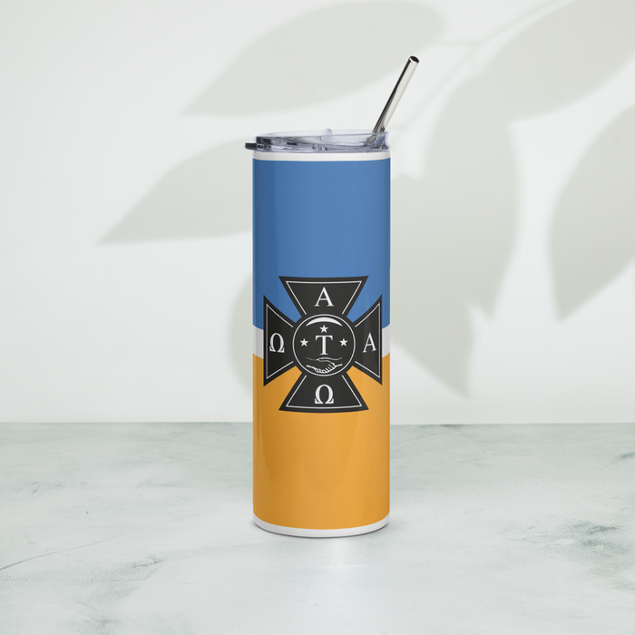 Alpha Tau Omega Stainless Steel Skinny Tumbler 20 OZ Overall Print