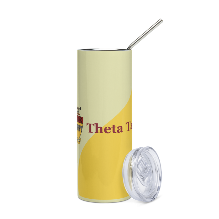 Theta Tau Stainless Steel Skinny Tumbler 20 OZ Overall Print