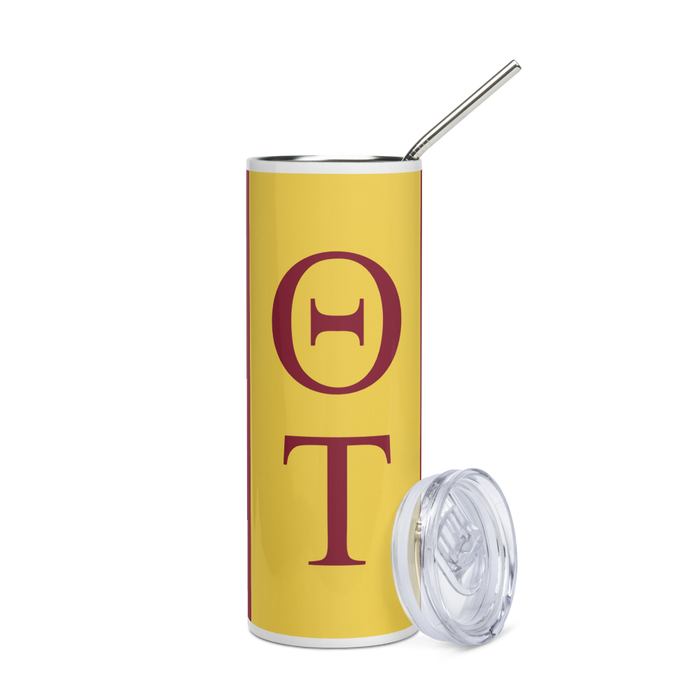Theta Tau Stainless Steel Skinny Tumbler 20 OZ Overall Print