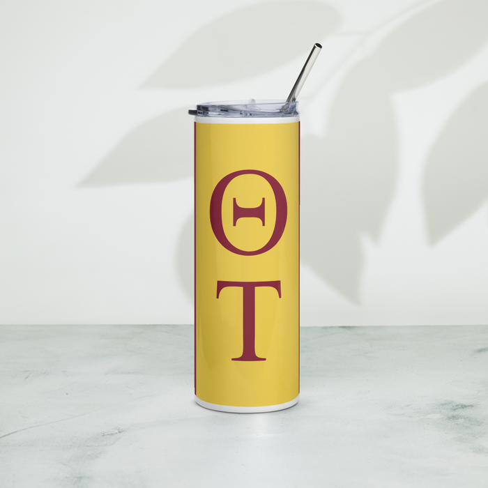 Theta Tau Stainless Steel Skinny Tumbler 20 OZ Overall Print