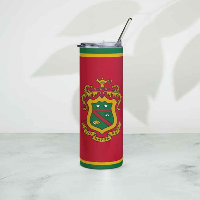 Phi Kappa Psi Stainless Steel Skinny Tumbler 20 OZ Overall Print