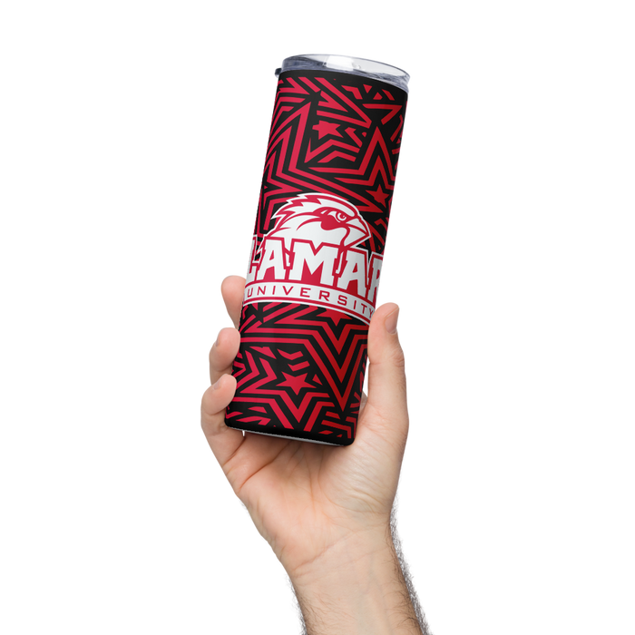 Lamar University Stainless Steel Skinny Tumbler 20 OZ Overall Print