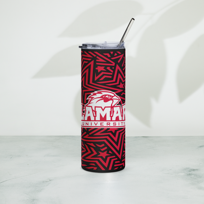 Lamar University Stainless Steel Skinny Tumbler 20 OZ Overall Print