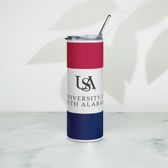 University of South Alabama Stainless Steel Skinny Tumbler 20 OZ Overall Print
