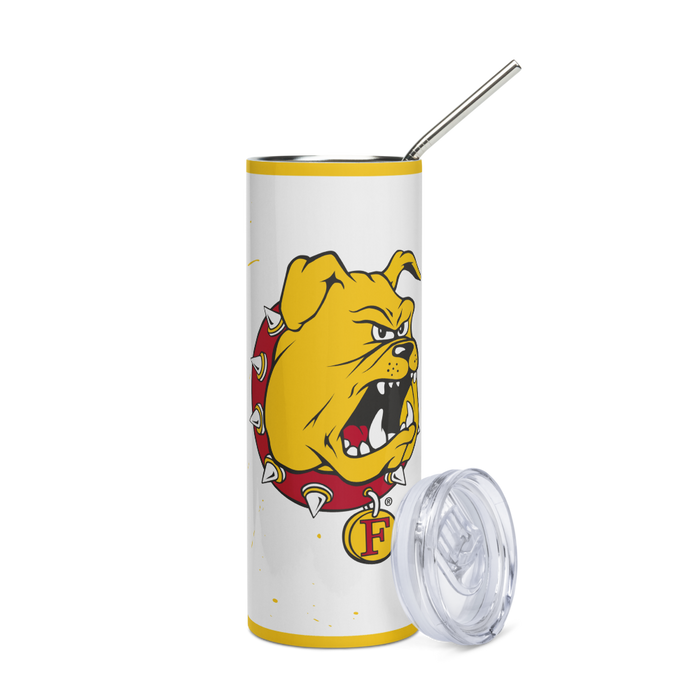 Ferris State University Stainless Steel Skinny Tumbler 20 OZ Overall Print