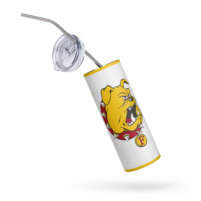 Ferris State University Stainless Steel Skinny Tumbler 20 OZ Overall Print