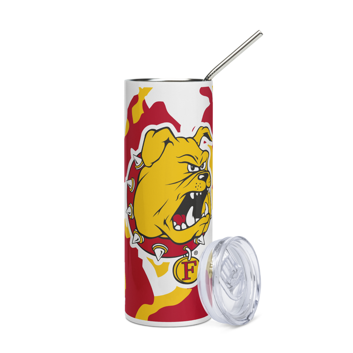 Ferris State University Stainless Steel Skinny Tumbler 20 OZ Overall Print