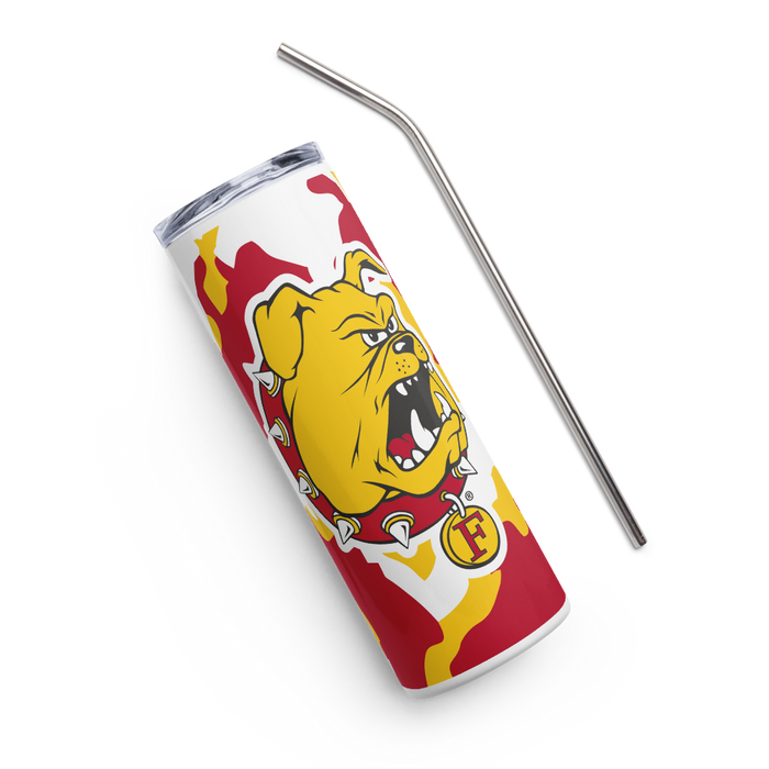 Ferris State University Stainless Steel Skinny Tumbler 20 OZ Overall Print