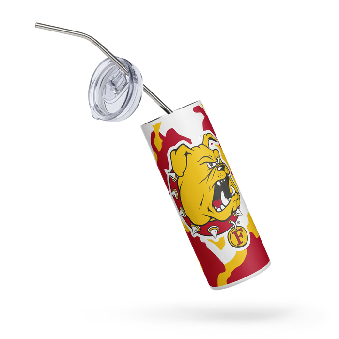 Ferris State University Stainless Steel Skinny Tumbler 20 OZ Overall Print