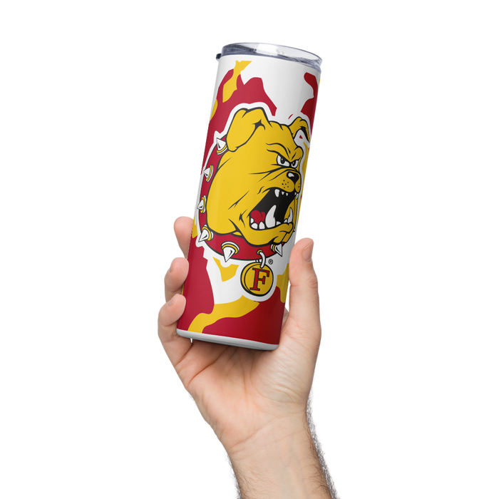 Ferris State University Stainless Steel Skinny Tumbler 20 OZ Overall Print