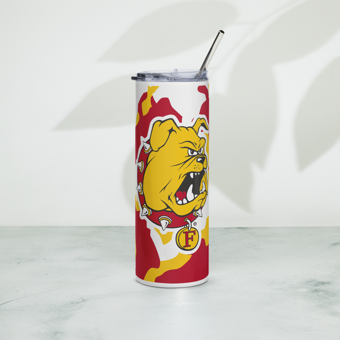 Ferris State University Stainless Steel Skinny Tumbler 20 OZ Overall Print