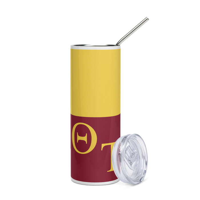 Theta Tau Stainless Steel Skinny Tumbler 20 OZ Overall Print