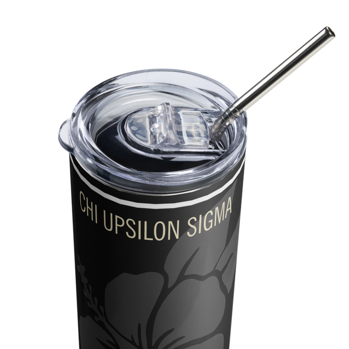 Chi Upsilon Sigma Stainless Steel Skinny Tumbler 20 OZ Overall Print