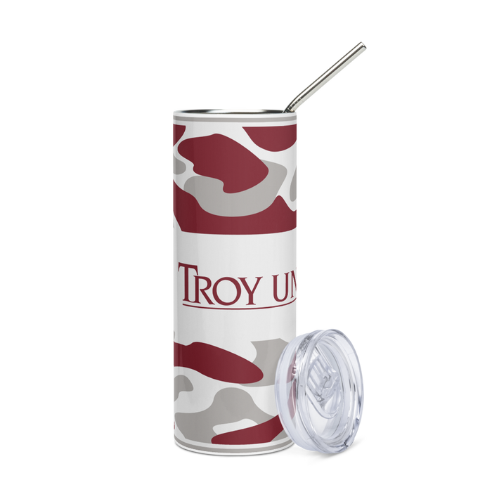 Troy University Stainless Steel Skinny Tumbler 20 OZ Overall Print